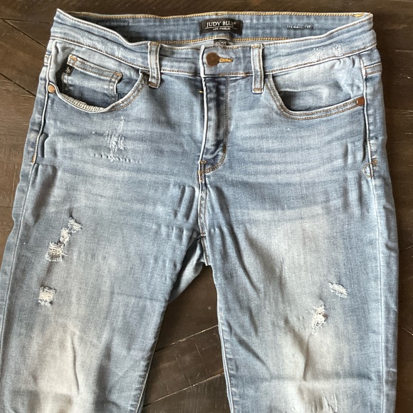 Judy Blue Denim - Judy Blue Light Blue Skinny Distressed Jeans